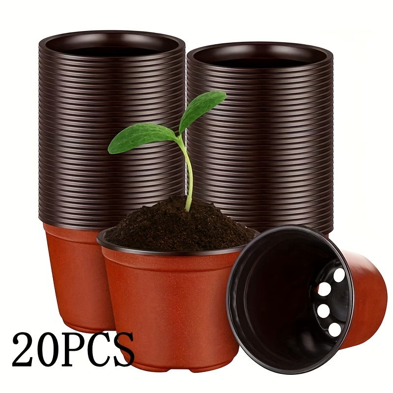 Image of 20pcs Plant Nursery Pots Starting Pots Seedling Plastic Plant Pot With Drainage Holes For Indoor Outdoor Planting Garden Flower Plant Container Cups Planter 4in