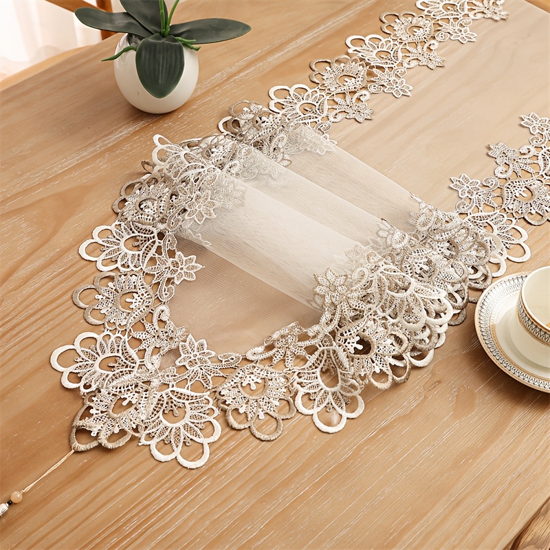 

1pc Exquisite Lace Gauze Table Runner - Home Decor, Restaurants, Kitchens, Outdoor , And Wedding Party Layouts