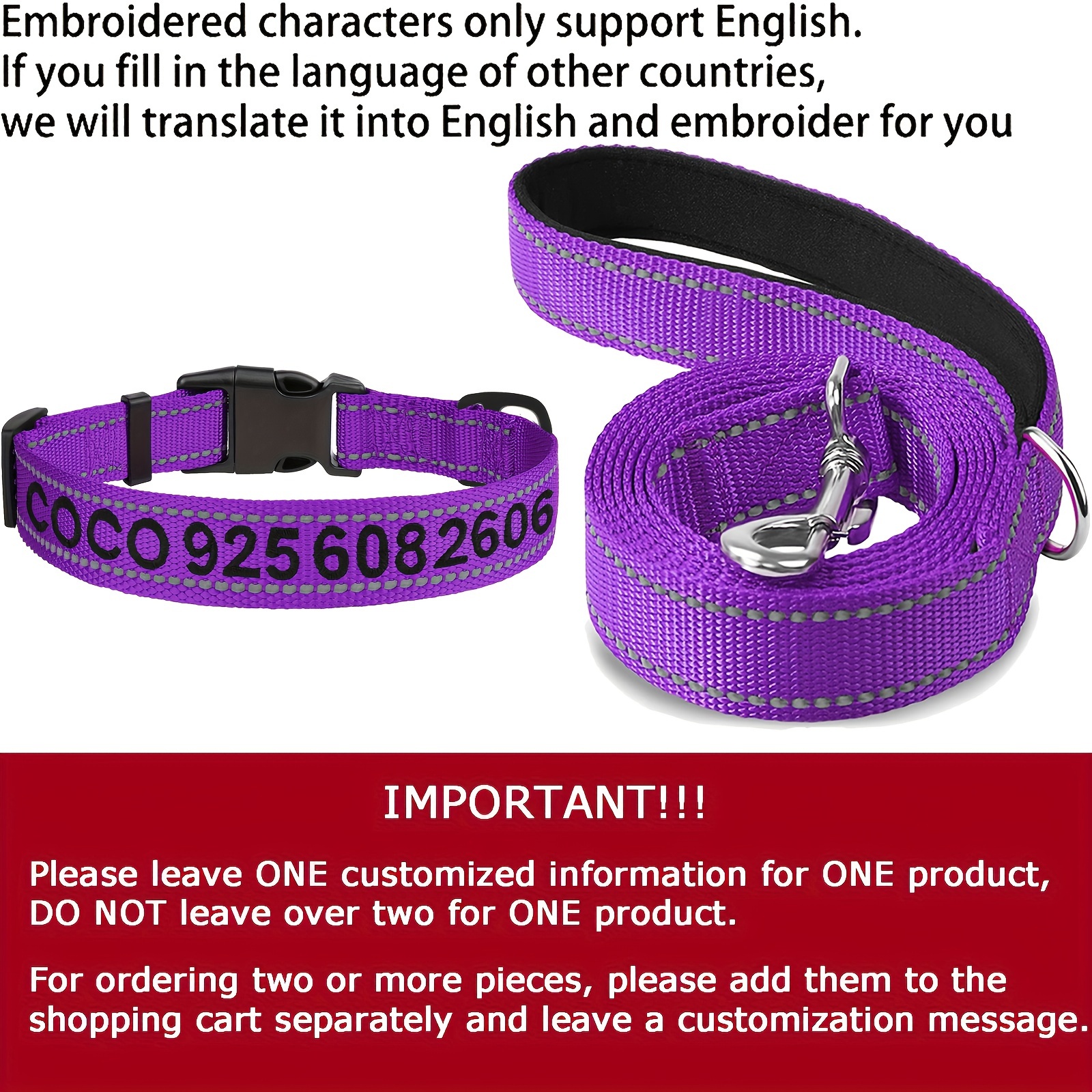 Purple dog collar and leash set hotsell