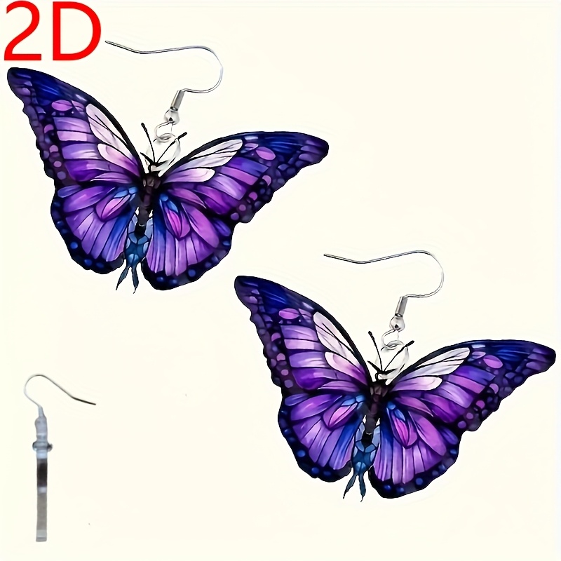 Image of 2d Elegant Purple Acrylic Dangle Earrings - Lightweight, Durable & Fashion Jewelry For Women | Perfect Gift For Christmas, Valentine's Day
