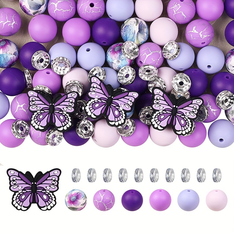 

40pcs Vibrant & Floral Silicone Beads Set - For , Bracelets, Necklaces, Pen Decorations - Ideal For Crafting & Gifts, Jewelry Making Supplies