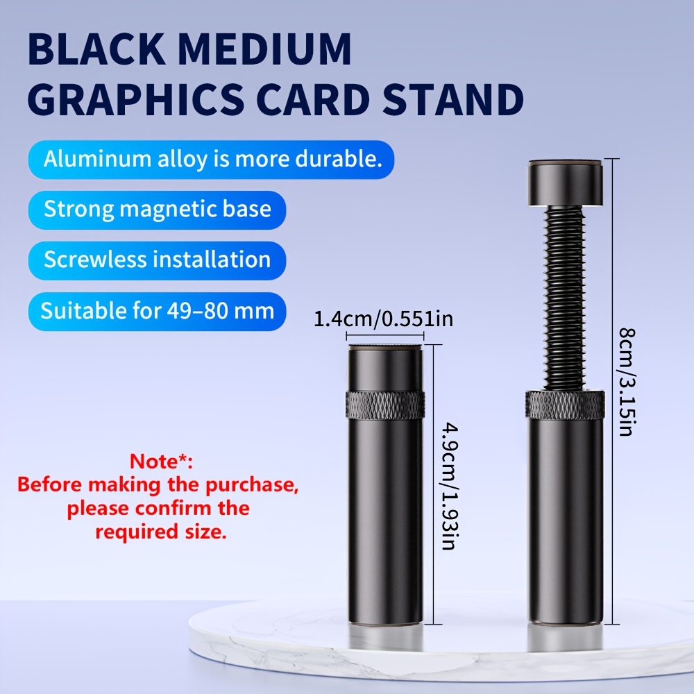 TEMU Support de carte graphique télescopique à base magnétique à hauteur réglable - Support de GPU - et -affaissement compatible avec divers boîtiers