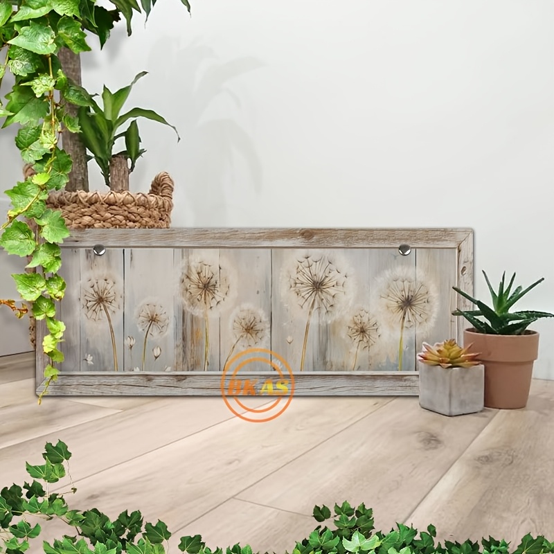 TEMU 1pc Rustic Farmhouse Dandelion Wooden Hanging Sign, Vintage Manufactured Wood Wall Art, Decor, No Electricity Required, Featherless - Ideal