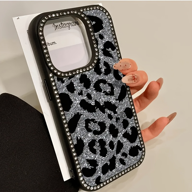 TEMU Phone Case - This Reversible Phone Case Features A Sparkling Print Design And Diamond-like Embellishments, Compatible With Multiple Iphone 17