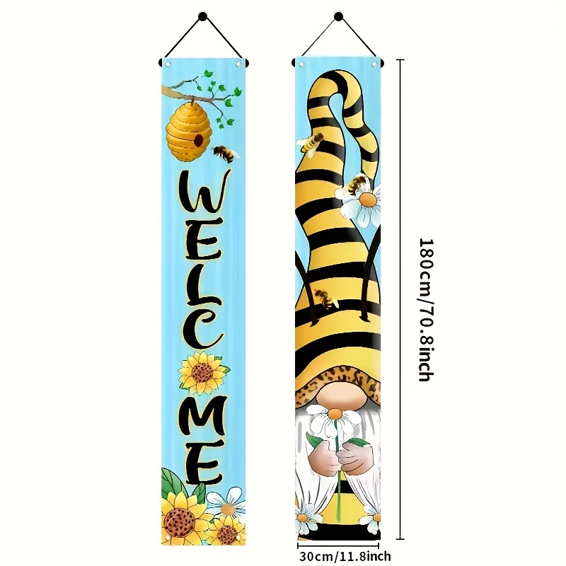 1 pezzo, bandiera da giardino verticale Welcome Bee Gnome in lino 1 pezzo, bandiera da giardino verticale Welcome Bee Gnome in lino