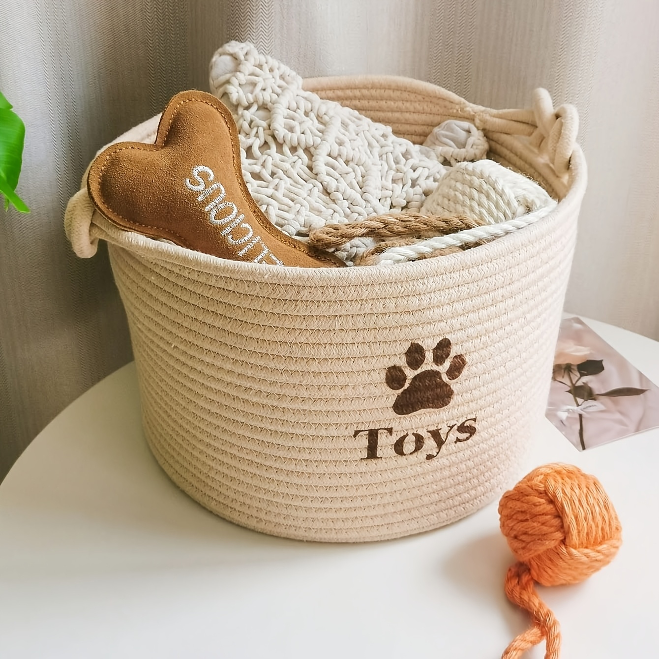 woven storage basket   paw print design toy storage basket large   stacked living room snack storage basket light suitable for   decoration additions and   storage basket valentines day easter gifts