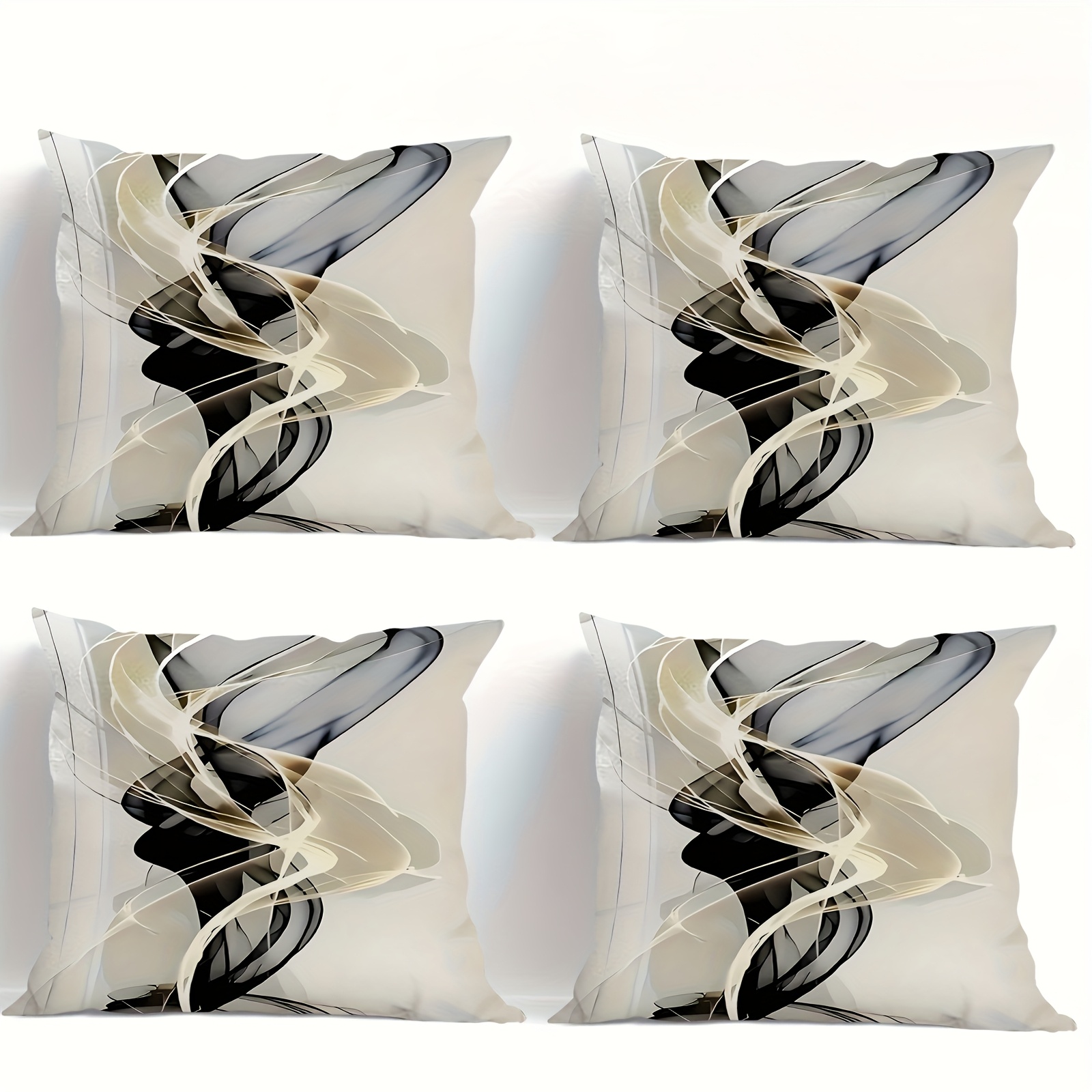 TEMU Set federe per cuscini da esterno in stile astratto moderno, con motivo a righe di astratta con linee dinamiche e curve morbide intrecciate nei