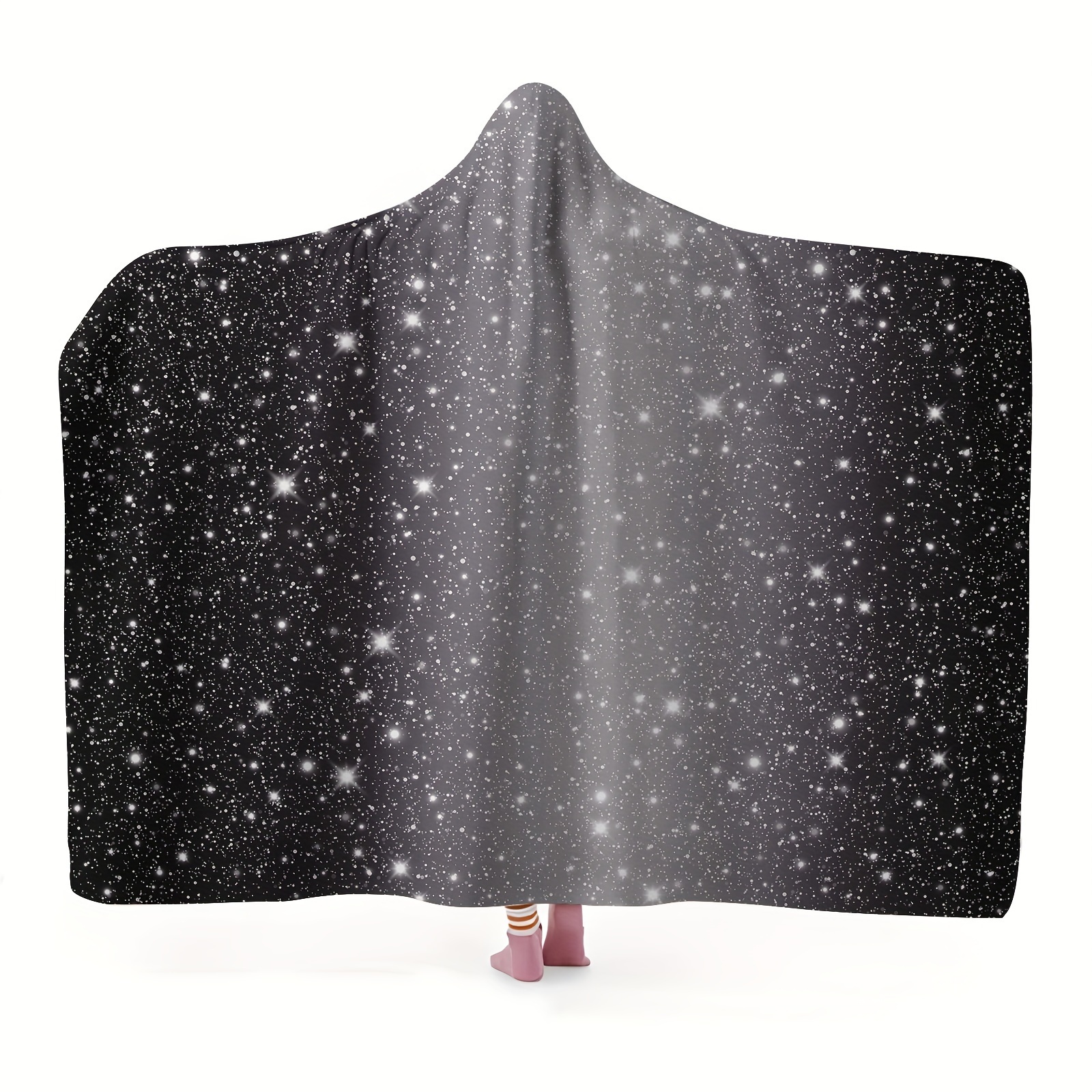 

Contemporary Wearable Blanket Hooded Cape, Flannel Anime Star Pattern Throw, , Button Closure, Warm Cozy Lounging Wrap For Sofa And Travel, 100% Polyester, Machine Washable