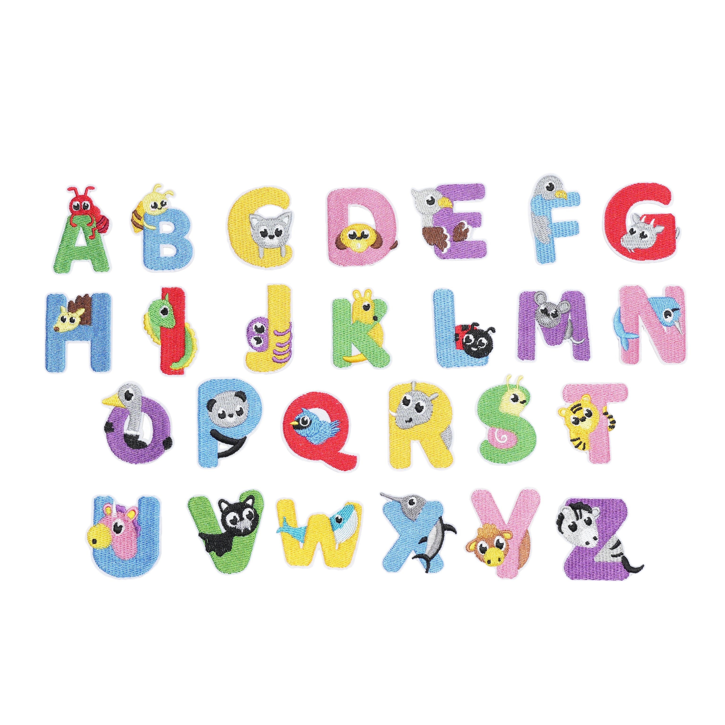 Image of 26pcs Animal English Letter Embroidery Hot Melt Glue Patch Sticker Sweatshirt Jeans Hat Shoes Ironing Cloth Sticker