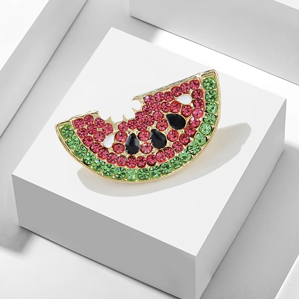E-shop Neue modische Brosche im europäischen amerikanischen Stil, bunte Wassermelone mit Strasssteinen, Legierung-Emaille-Tropfenblume, elegantes