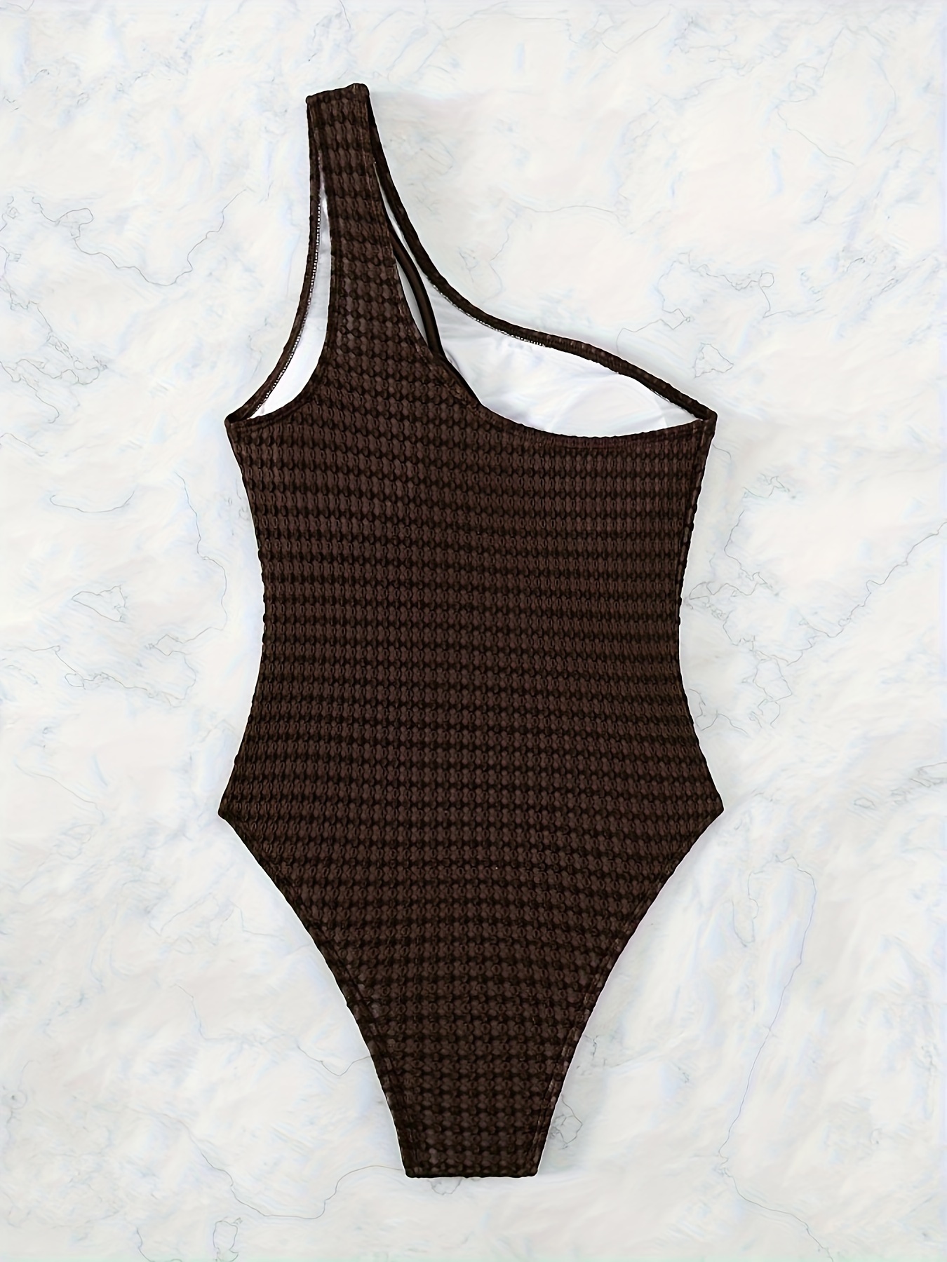 On the Cover Solid Asymmetrical One-Piece Swimsuit