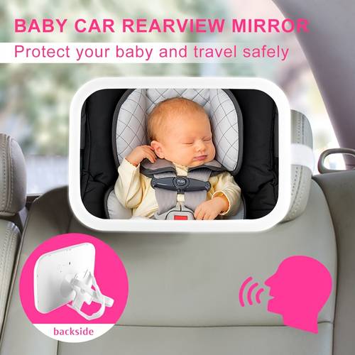 1 voice baby rear view with degree rotatable double fixation structure voice activated control of the light on off suitable for family travel any car mothers day gift graduation season gift birthday