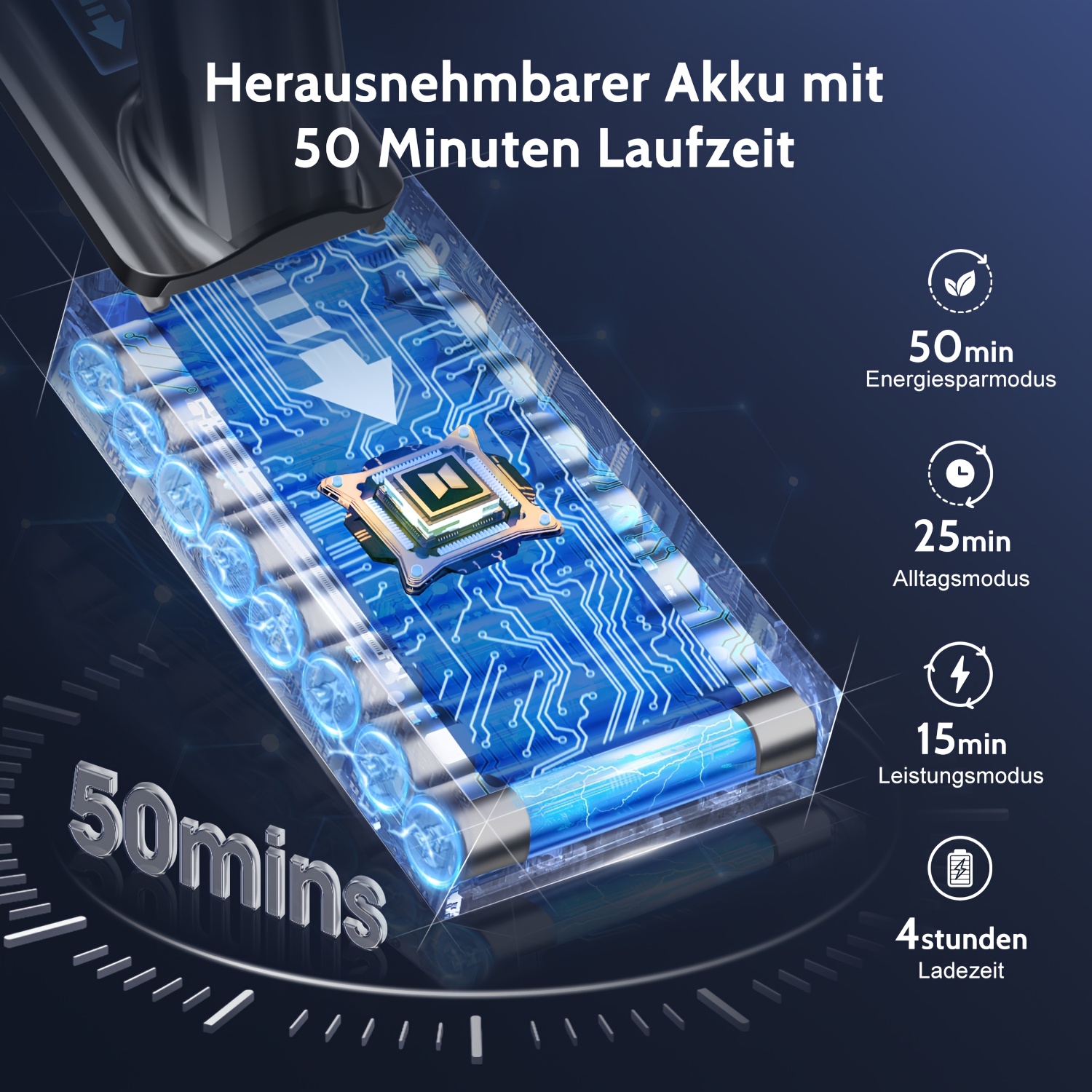 Airchros Snoerloze Stofzuiger, 38000pa/46000Pa Zuigkracht, LED Display