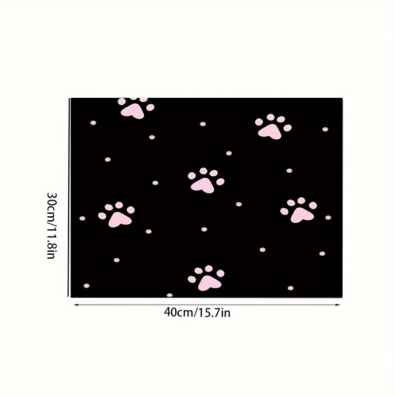TEMU 1pc Pet Eating Mat, Black With Light Print Pattern, Used For Dogs And Cats' Food And Water Bowls, Daily , Easy To Clean, Different Sizes