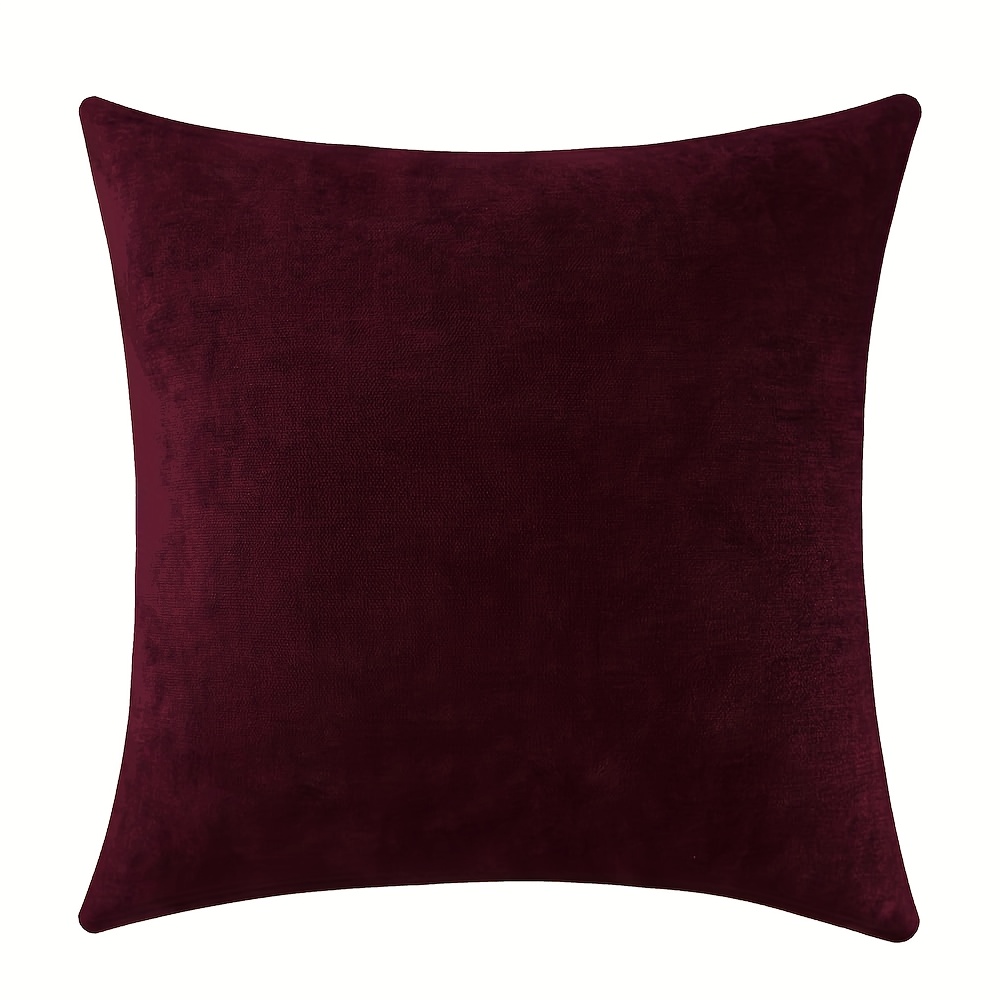 Image of 1pc Pack, Double-sided Solid Burgundy Red, High-gram Weight Short Plush Pillowcase, Decorative Pillowcase, Soft Sofa Cushion Cover, Suitable For Sofas, Beds, Bedrooms, Cars, And Living Rooms