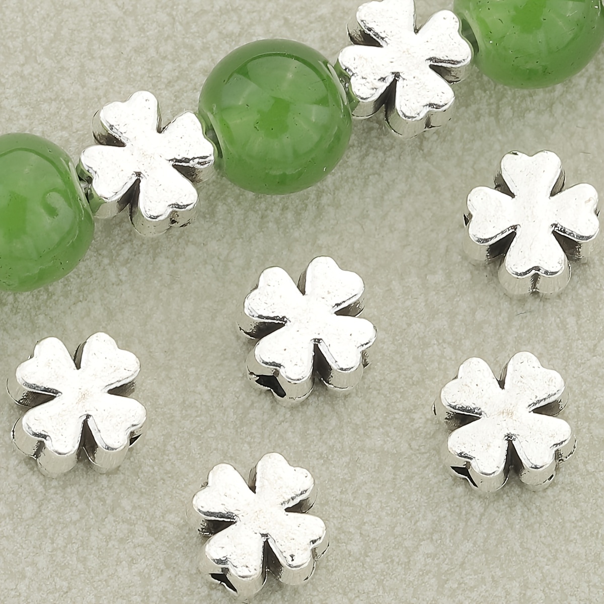 

50pcs Alloy Clover Spacer Beads, 3d Clover Beads