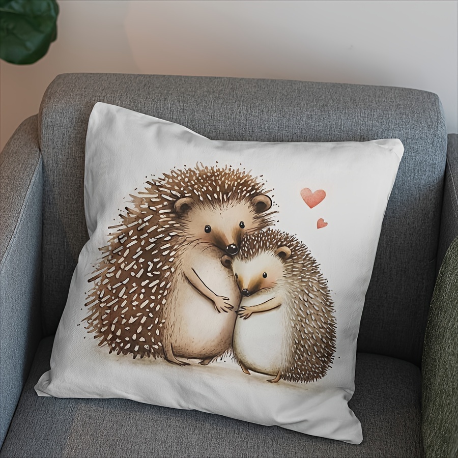 

Contemporary Hedgehog Throw Pillow Covers, 1pc, 45x45cm, Hand Wash Only, Zipper Closure, Geometric Pattern, Woven Polyester, Decorative Cushion For Living Room, Sofa, Car Seat - 180gms Plush