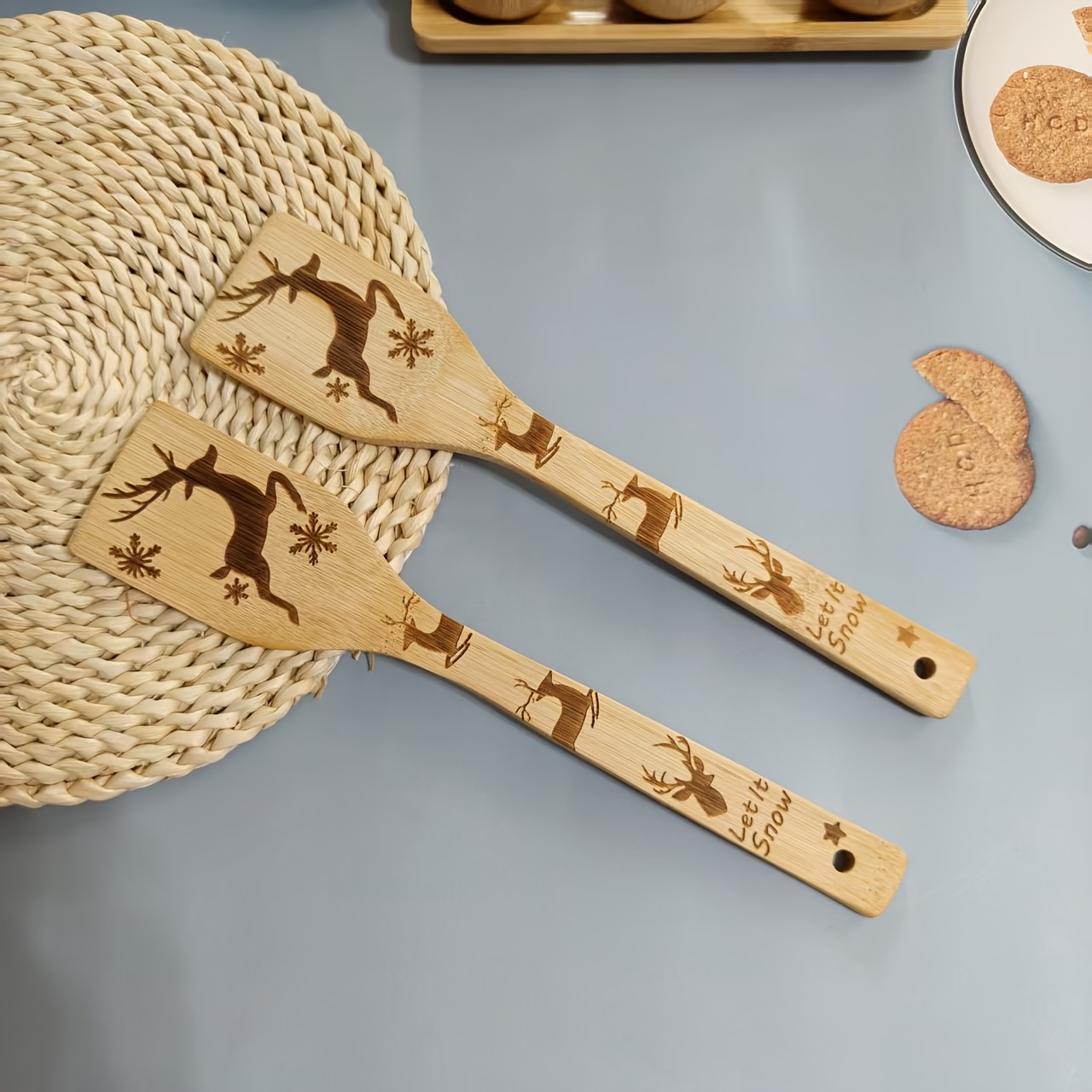 2-teiliges Kochlöffel-Set Aus Holz - Spülmaschinenfest Mit Pfannenwender & Spatel