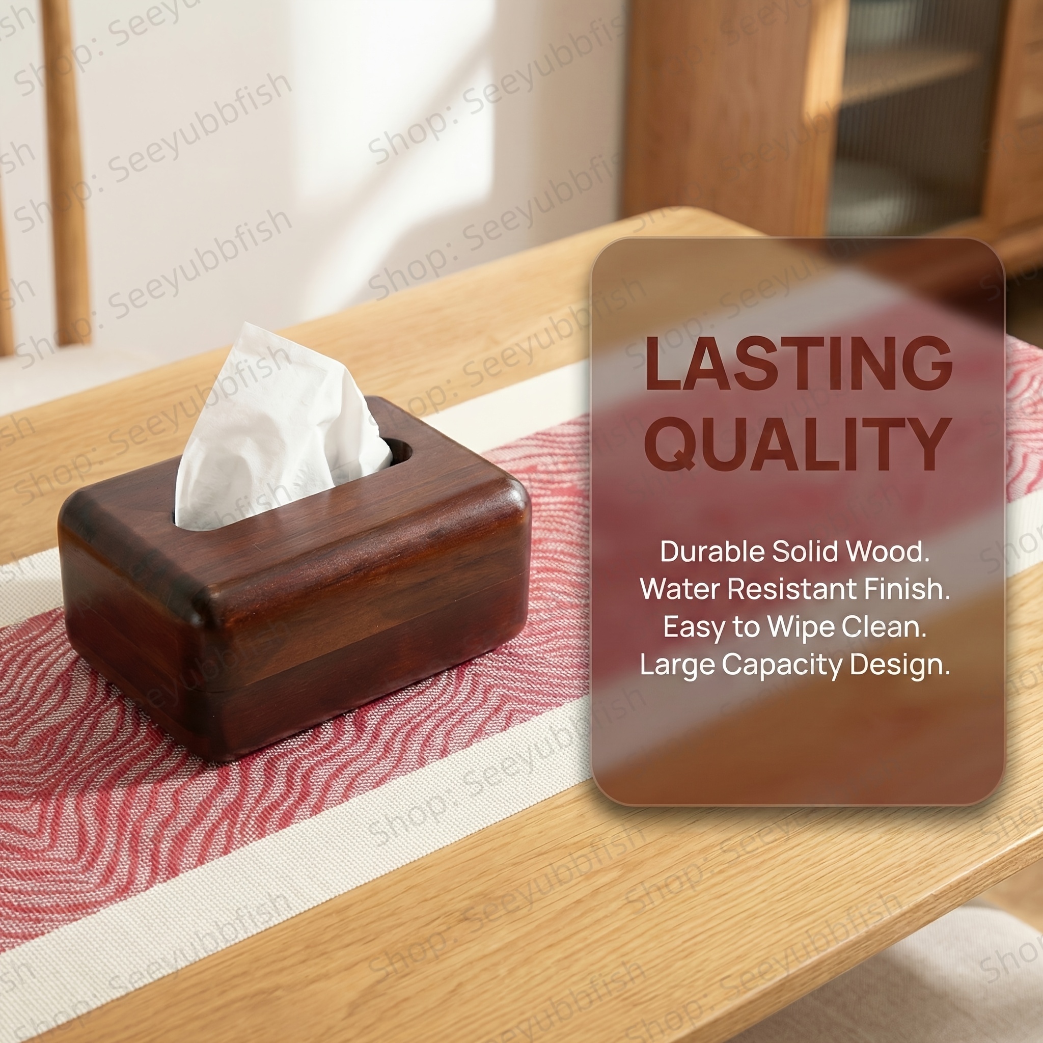 2026 New Model Natural Solid Wood Tissue Box | Large Capacity Compatible with Both Tissue And Roll Paper, Smooth Box Design Prevents Cuts
