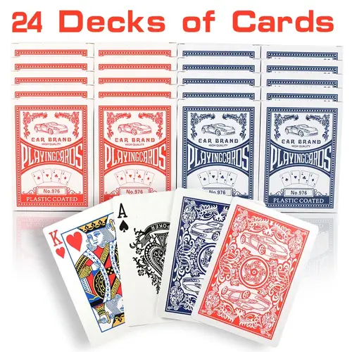 24 decks of premium playing cards standard size 2 5 x 3 5 durable coated cardstock in blue red for family games parties and christmas fun christmas card game