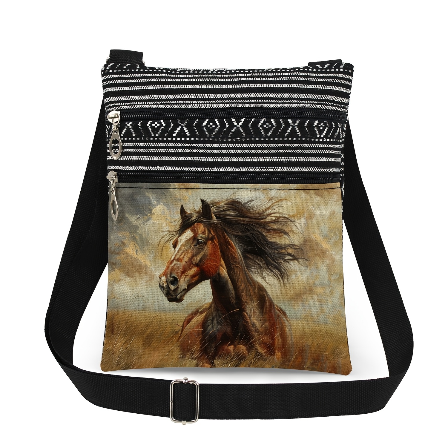 TEMU Horse Print Crossbody Bag, A Shoulder Bag For , Portable Outdoor Phone Bag, Unisex.