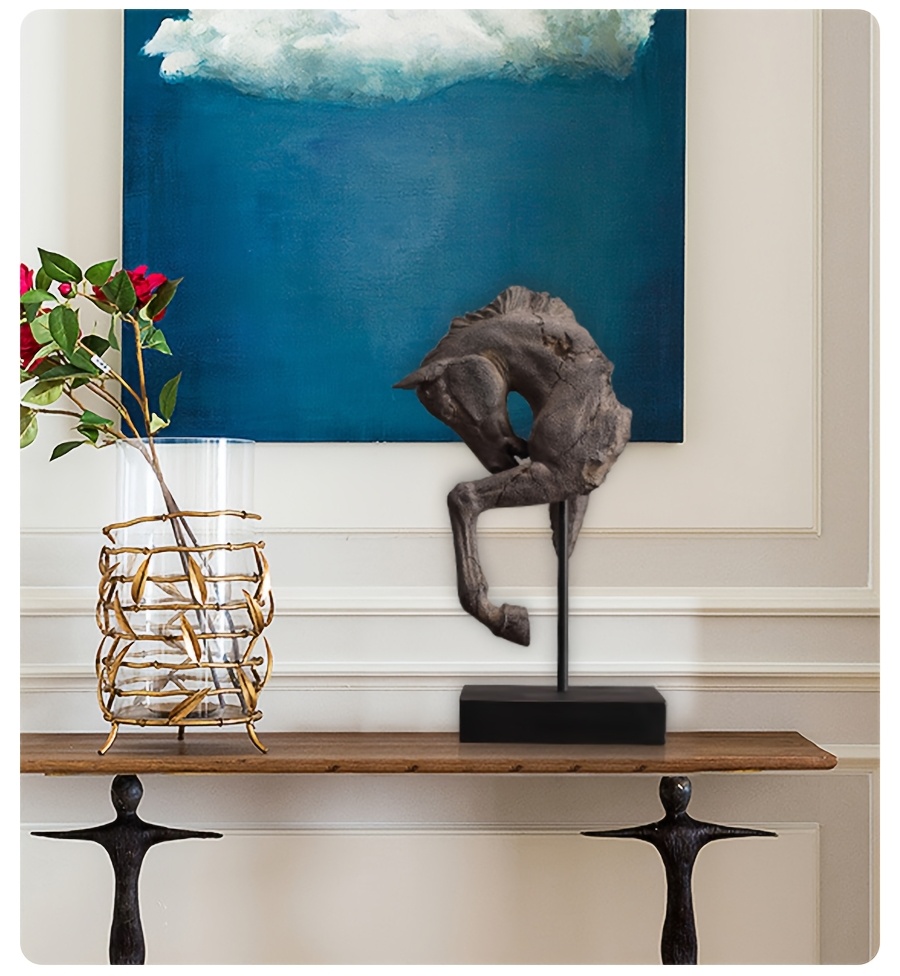 Easegen Home Vintage Rustic Horse Head Sculpture Statue - Resin Abstract Horse Statue with, Tabletop Decor Suitable for Desk, Shelf, Bookcase, Modern Home Office Decorations, Gift for Horse Lovers, Art Collectors