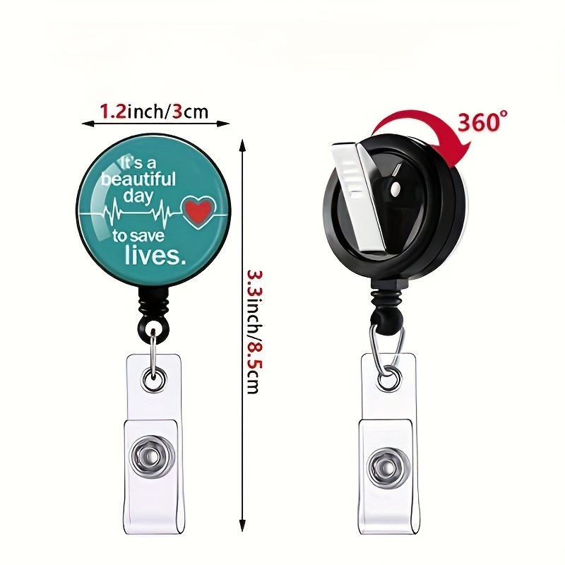 Hotlea Funny Badge Reels Bulk Set - 8/9 PCS Retractable ID Holders With Alligator Clip For Nurses, Healthcare