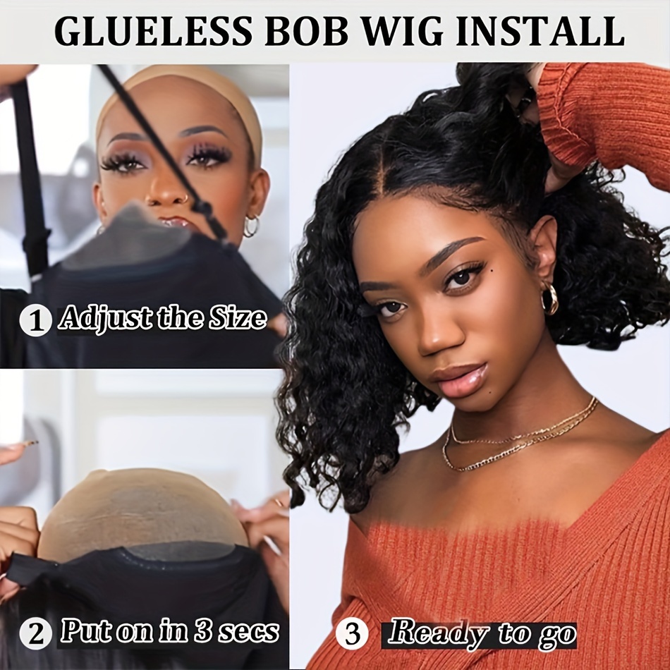  less 4x4 deep wave human hair wig for women 150 density brazilian 4x4 lace closure simple gorgeous pattern no needed less comfortable in party date work details 9