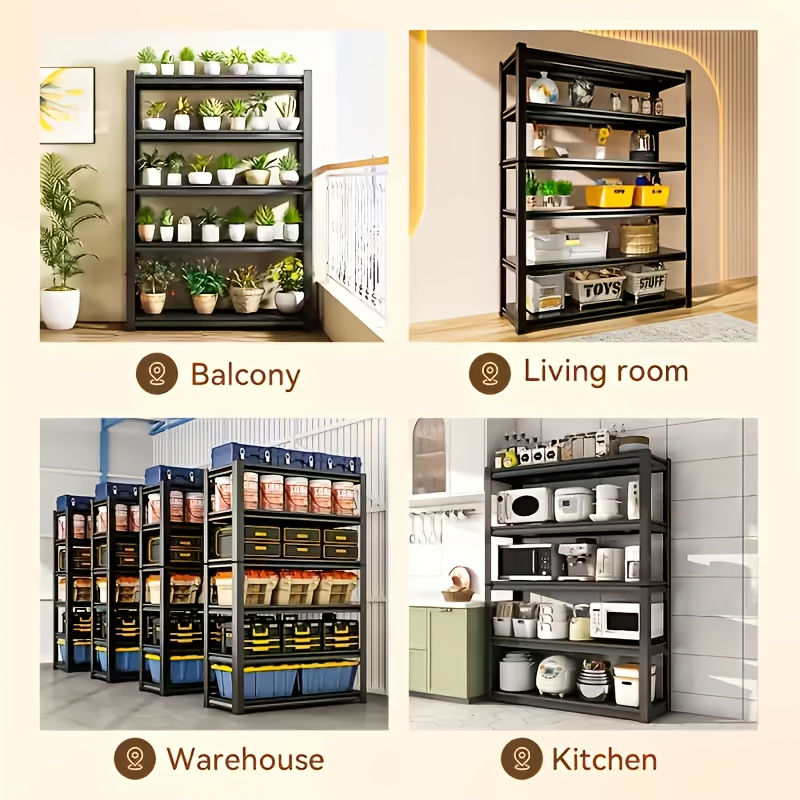 Heavy-Duty 5-Tier Adjustable Metal Shelving Unit, Black