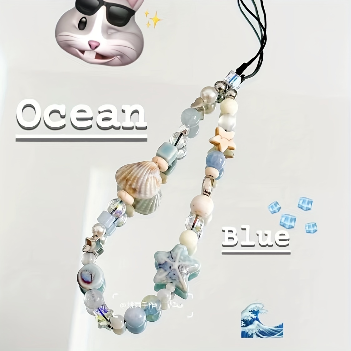 Image of 1 Shell Beaded Phone Strap, Cute Charm Chain Flower Mobile Lanyard, Suitable For Women Girls Pendant Phone Case