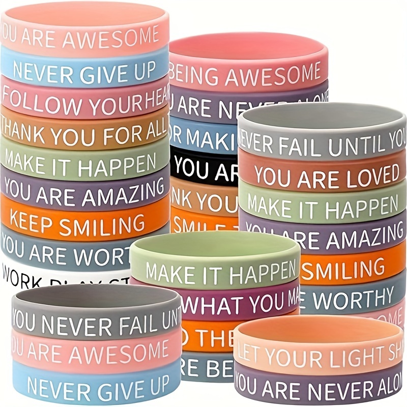 

16pcs Inspirational Bracelets Set, Motivational Wristbands For Women, Men, , , , , Parties, - Assorted , , No Pendant -