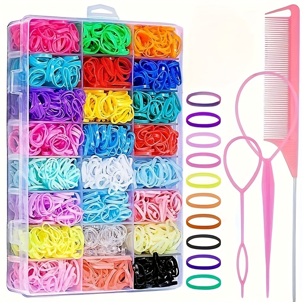 

2000-piece Vibrant Hair Styling Kit: Durable Elastic Bands & Topsy Tail Tools - Multicolor, Perfect For Braids & Ponytails