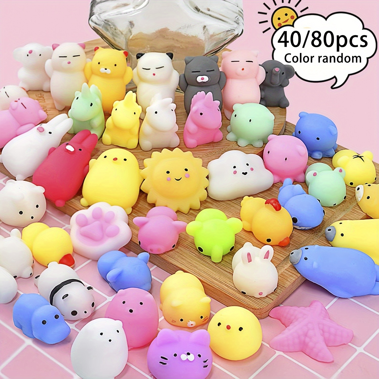 40 80pcs colorful squeeze toys assorted shapes s c   ages 3 fun party favors easter basket gifts birthday classroom prizes pinata stocking stuffers random designs toy gun best for christmas