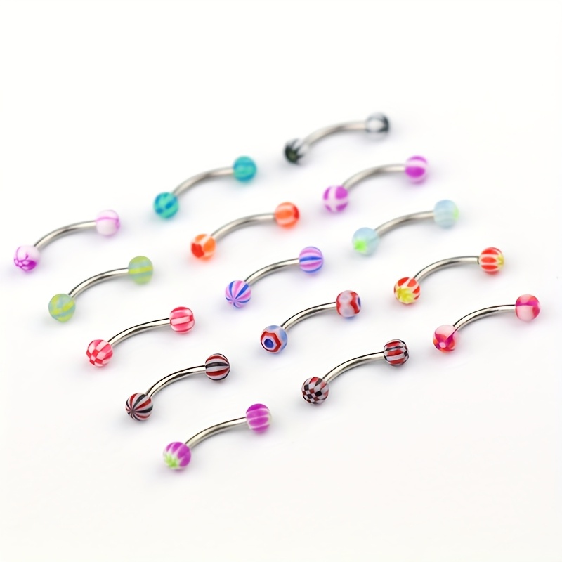 10pcs Acrylic Eyebrow Ring Stud Earrings, Body Jewelry