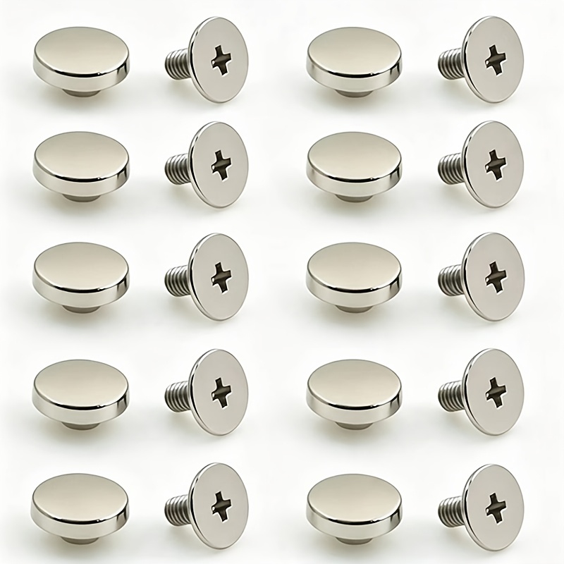 TEMU 10 Sets/Zwart Gouden Zilveren Chicago Lederen Nagel en Klinknagels, 20 stuks (10 stuks platte kop en 10 stuks schroeven) voor handgemaakte leren