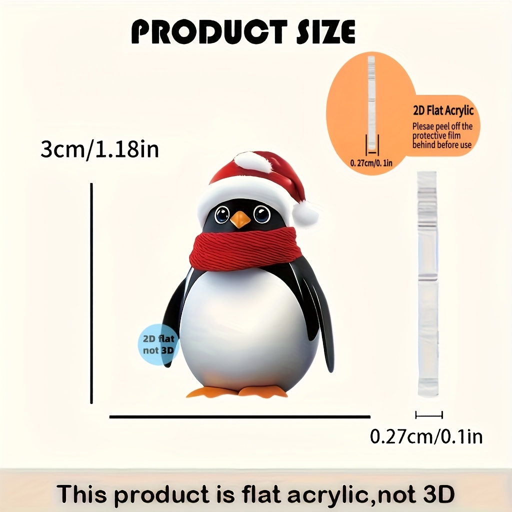 2D Flat Cartoon Penguin Dangle Earrings, Unique Holiday Jewelry