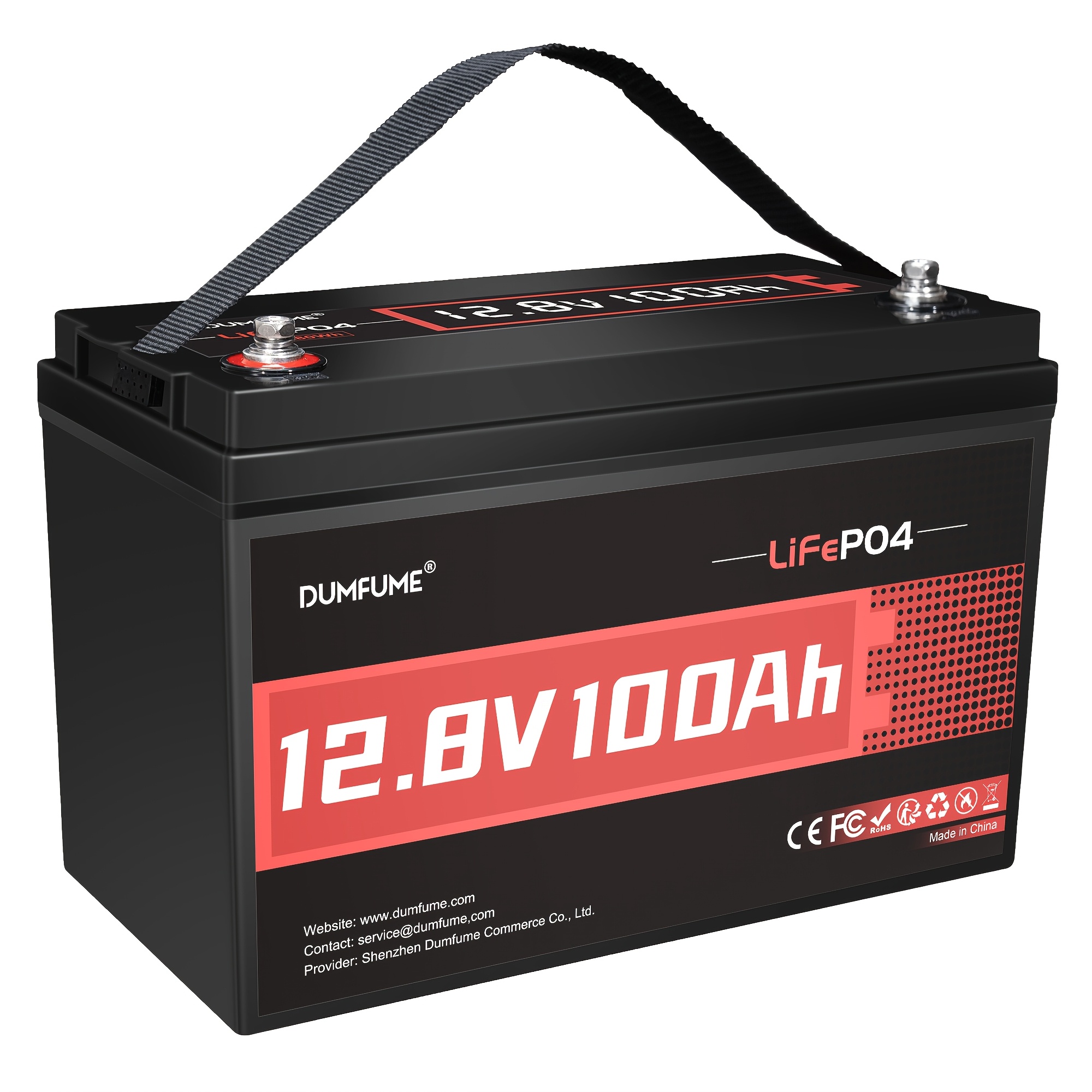 TEMU Batterie LiFePO4 12V 100Ah/ 12V 100Ah Mini/ 12V 100Ah , BMS 100A intégré, capacité énergétique de 1280Wh, jusqu'à 6 000 cycles, durée de vie de