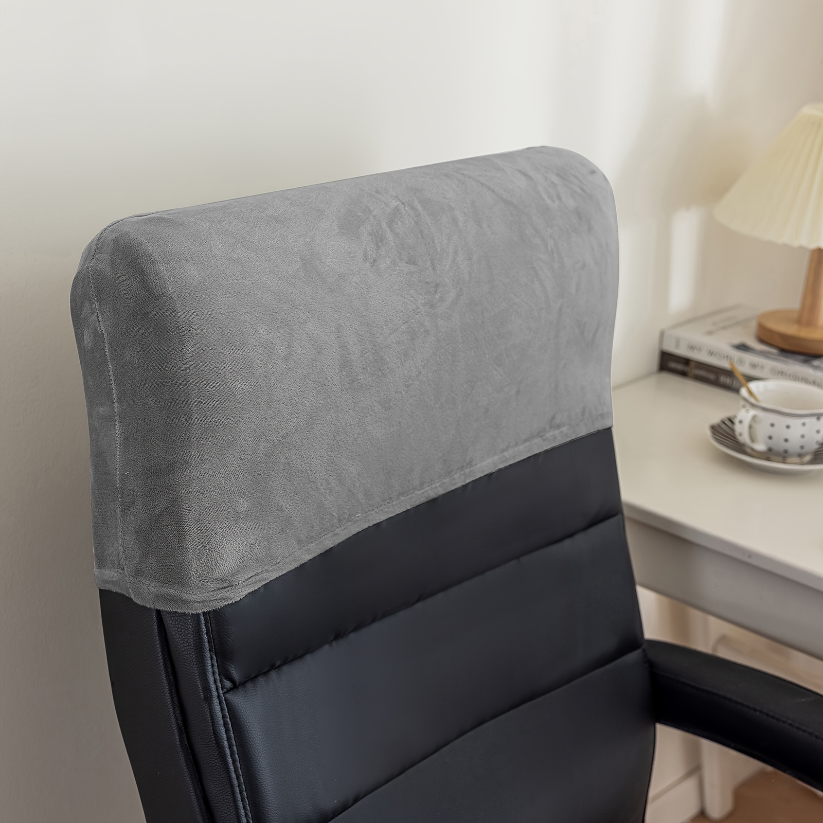 TEMU 1pc Office Chair Headrest Cover, Elastic Office Chair Backrest Cover Head Pillow Case Comfortable Solid Color Chair Back High Elastic Backrest
