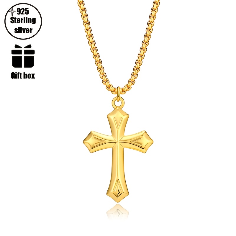 Image of Fashionable And Simple Women's Cross Necklace, Women's , Cross Necklace, , Hypoallergenic, Luxury , For , Christmas Valentine's Day, Exquisite Gift Box Packaging