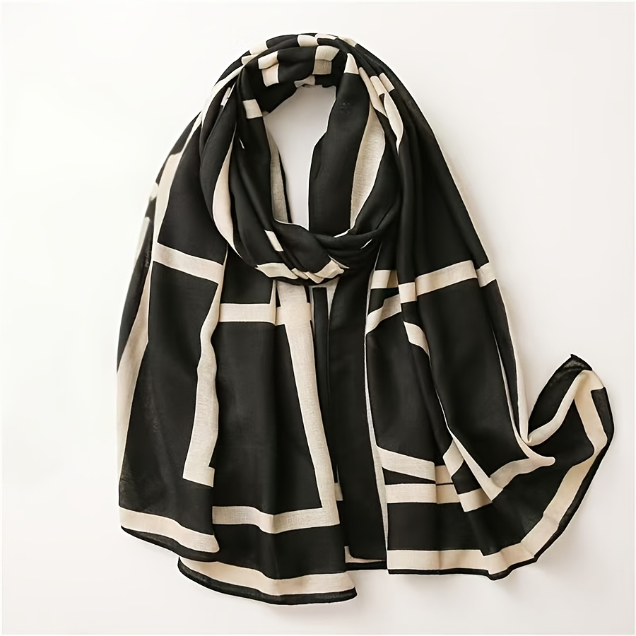 Image of New Geometric Pattern Versatile Casual Scarf, Stylish Shawl For .