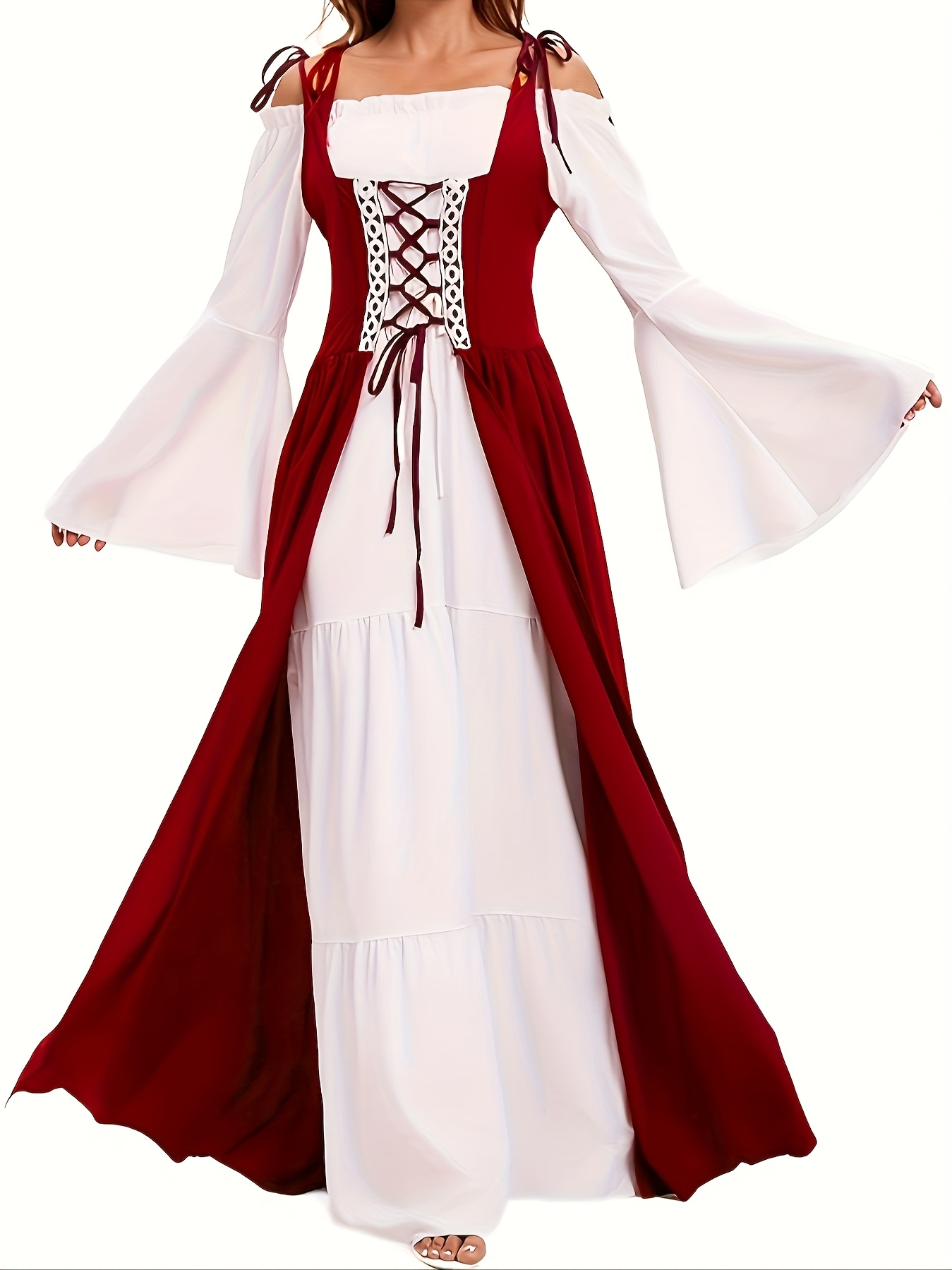 full length medieval renaissance womans dress square neck - Temu Bahrain