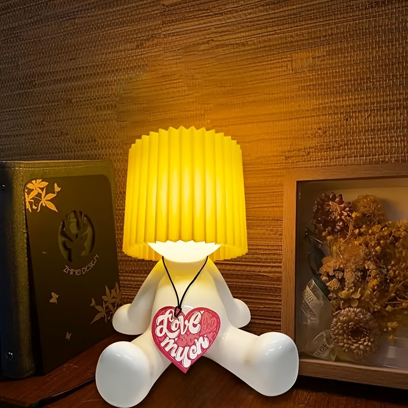 an adjustable usb powered modern cartoon style table lamp with a manual switch solid color lampshade plastic material suitable for bedrooms ideal for valentines day halloween christmas and holiday gifts details 5