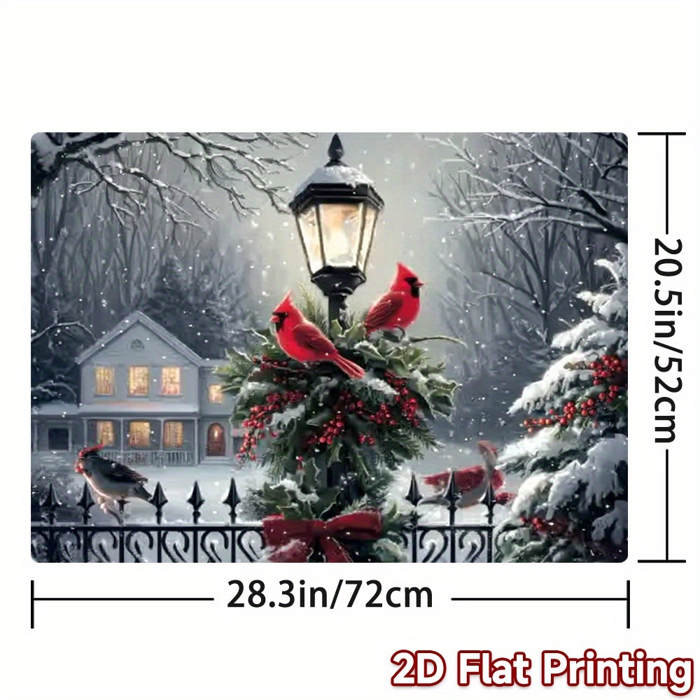 TEMU 1pc, 2d Flat Printing Festive Pattern Stove Cover Mat Protection Pad, Cooktop Protection Pad, Protective Pad, Winter By Lantern, Polyester, Fit