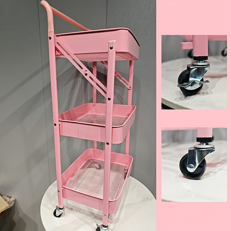 1  layer storage rack plastic foldable cart suitable for kitchen bedroom bathroom and toilet for storing snacks and toiletries details 8