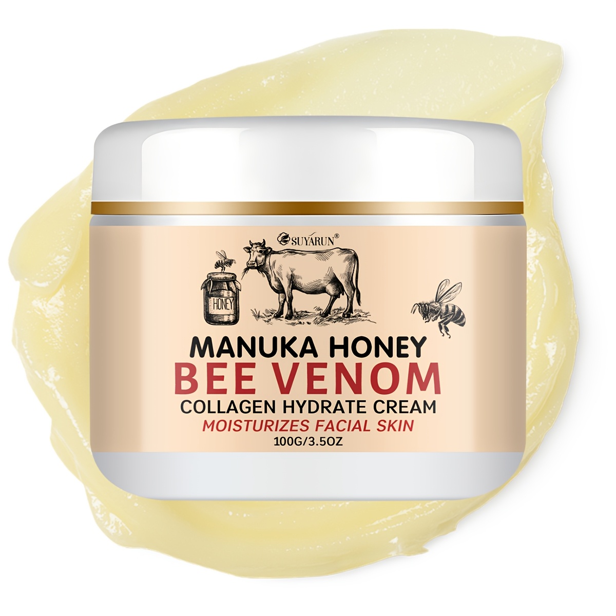 Image of Suyarun Honey Cream, With [ + Ceramides + Plant-based Squalane] Triple Moisturizing Complex, Skin, Elasticity, 72h Hydration. -friendly Unisex Formula, Perfect For Holiday Gifting. With Plant Squalane