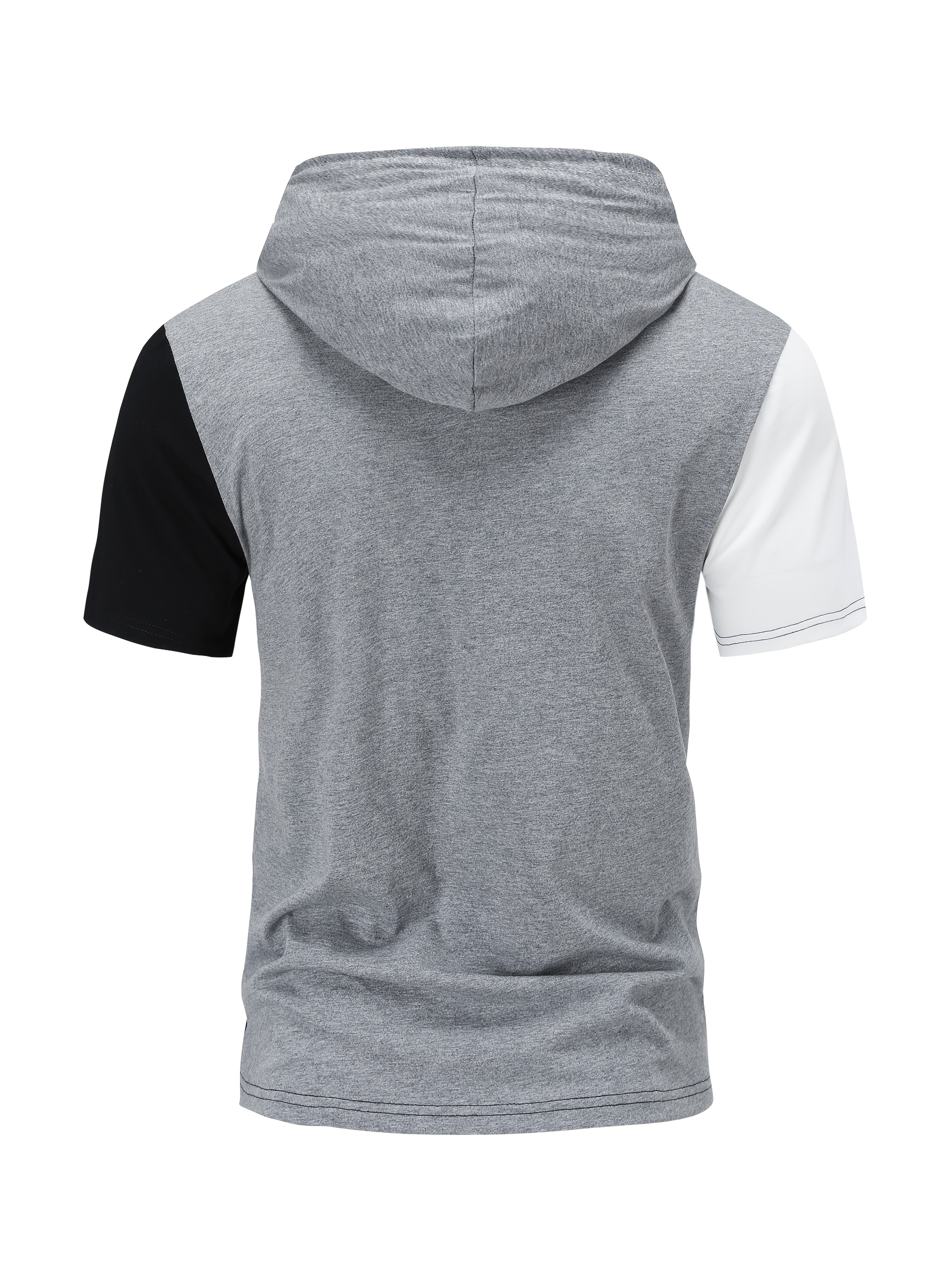 Men's Spring/Summer Casual Sports Hooded Short Sleeve T-shirt + Shorts Set Three-Color Contrast Design Outdoor Sportswear