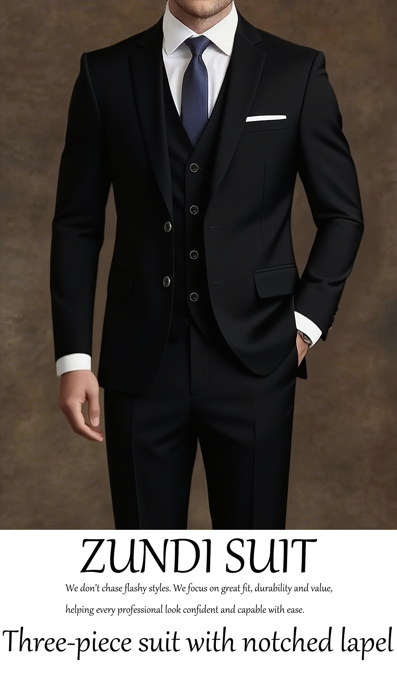 Elegant Men'S 3pcs Suit - Slim Fit Suit Set for Weddings And Formal Occasions, Suit And Pants, Suitable for Office Meetings And Elegant Events, Formal Wear | Slim Fit Suit | Durable Wedding Suit (Random Pocket Square)