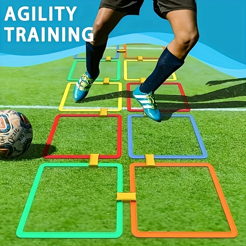 10pcs Agility Training Set with Colorful Jump Squares - Durable PP Plastic, Ideal for Outdoor Sports and Fitness Exercises, Enhances Quick Reaction and Agility, Perfect for Backyard Activities, Outdoor Fitness Equipment|Colorful Agility Squares|Durable Plastic Squares, Agility Training Equipment