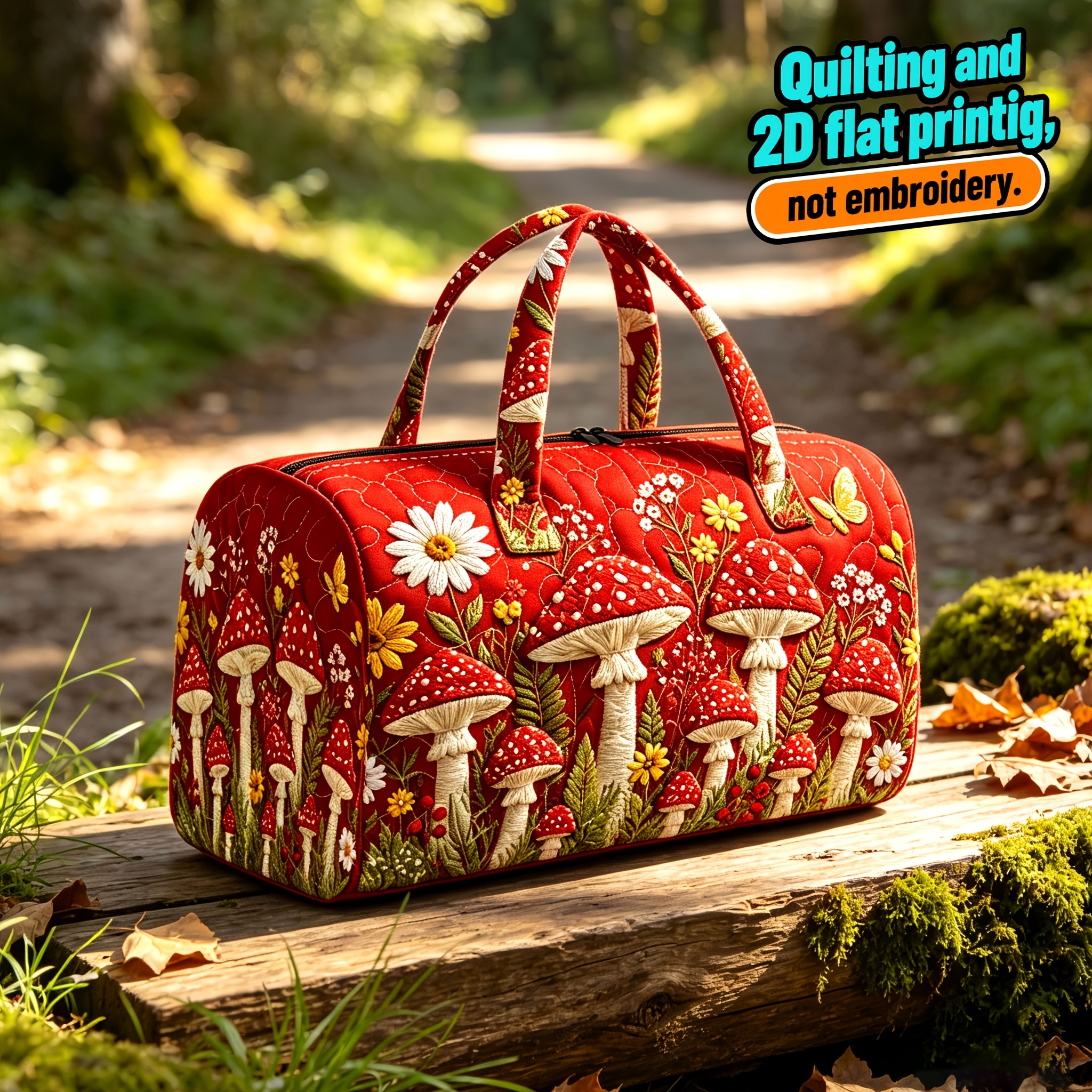 TEMU Quilting And 2d Flat Printing, Not Embroidery, Large Capacity Women's Shoulder Bag, Outdoor Storage Bag, Trendy Printed Tote Bag, Handheld