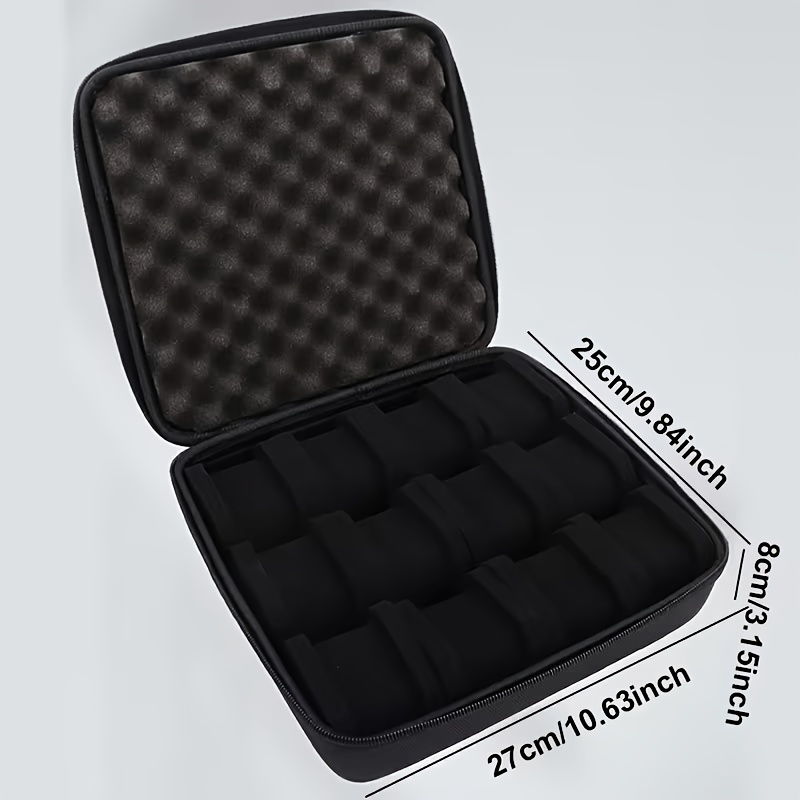 TEMU Boîte à montres 12 emplacements, organisateur de montres portable à coque rigide en EVA, boîte de rangement de voyage pour montres avec coussins